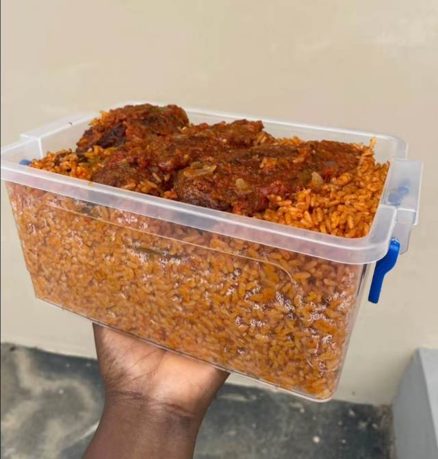 2.5 Jollof rice, plantain and 4big peppered turkey