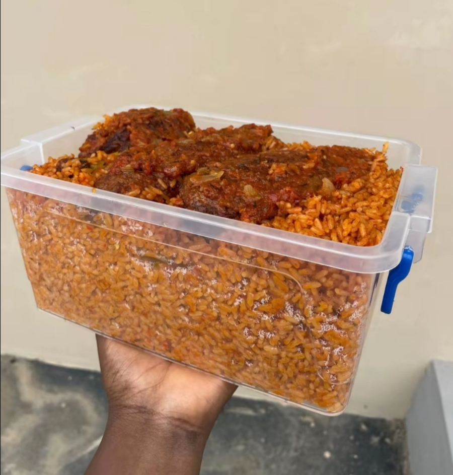 2.5 Jollof rice, plantain and 4big peppered turkey