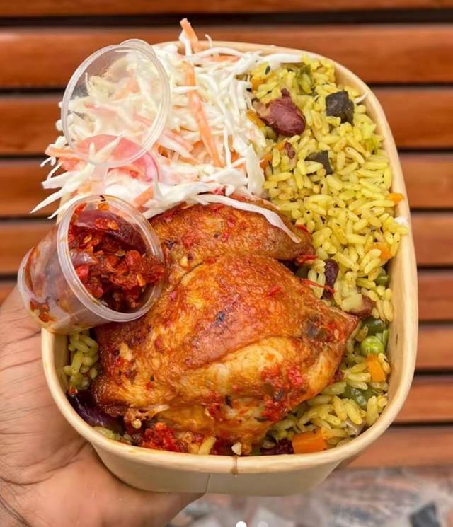 Fried rice chicken and salad