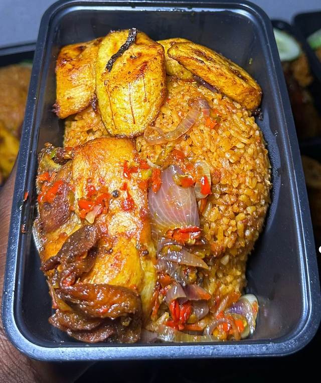 Jollof rice plantain chicken