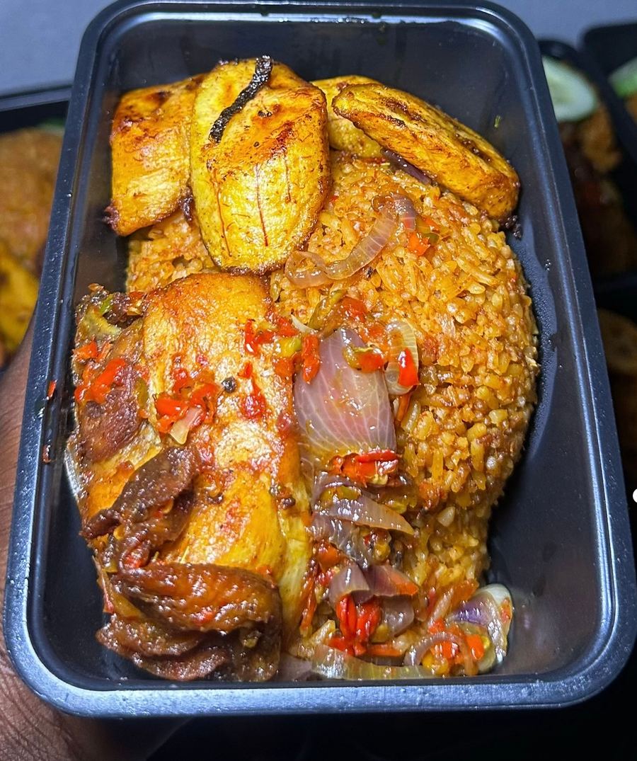 Jollof rice plantain chicken