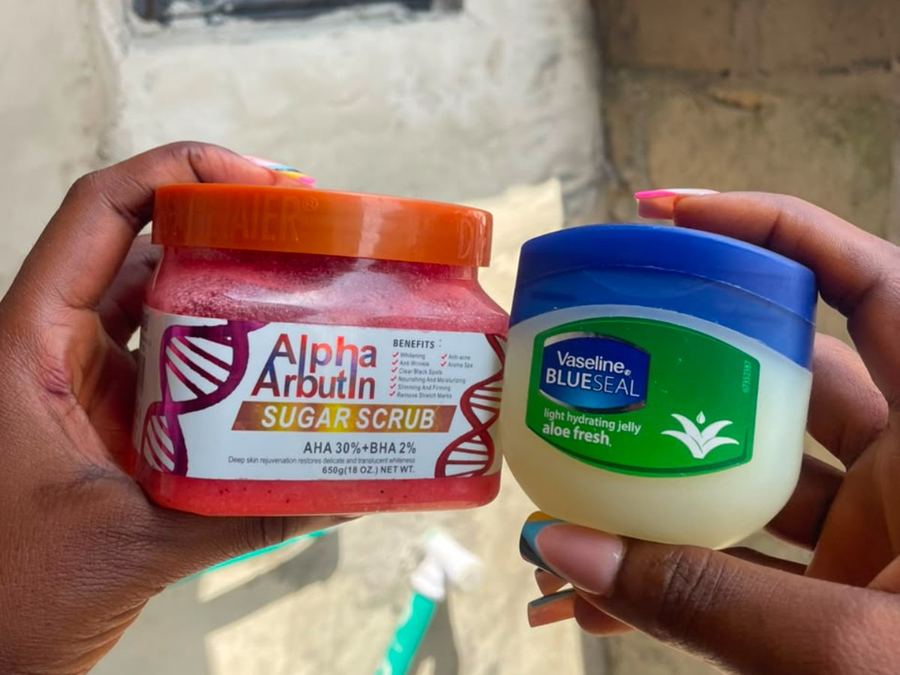 Scrub and vaseline