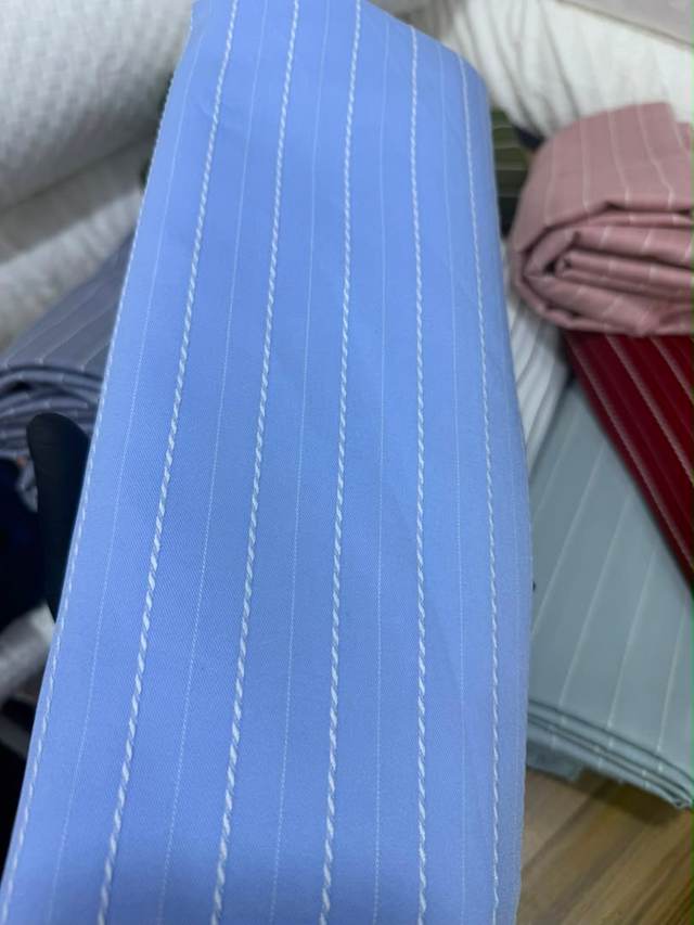 Stock cotton wool stripe sky blue