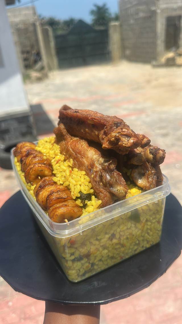 1Liter of Friedrice, plantain and 3pcs of Turkey