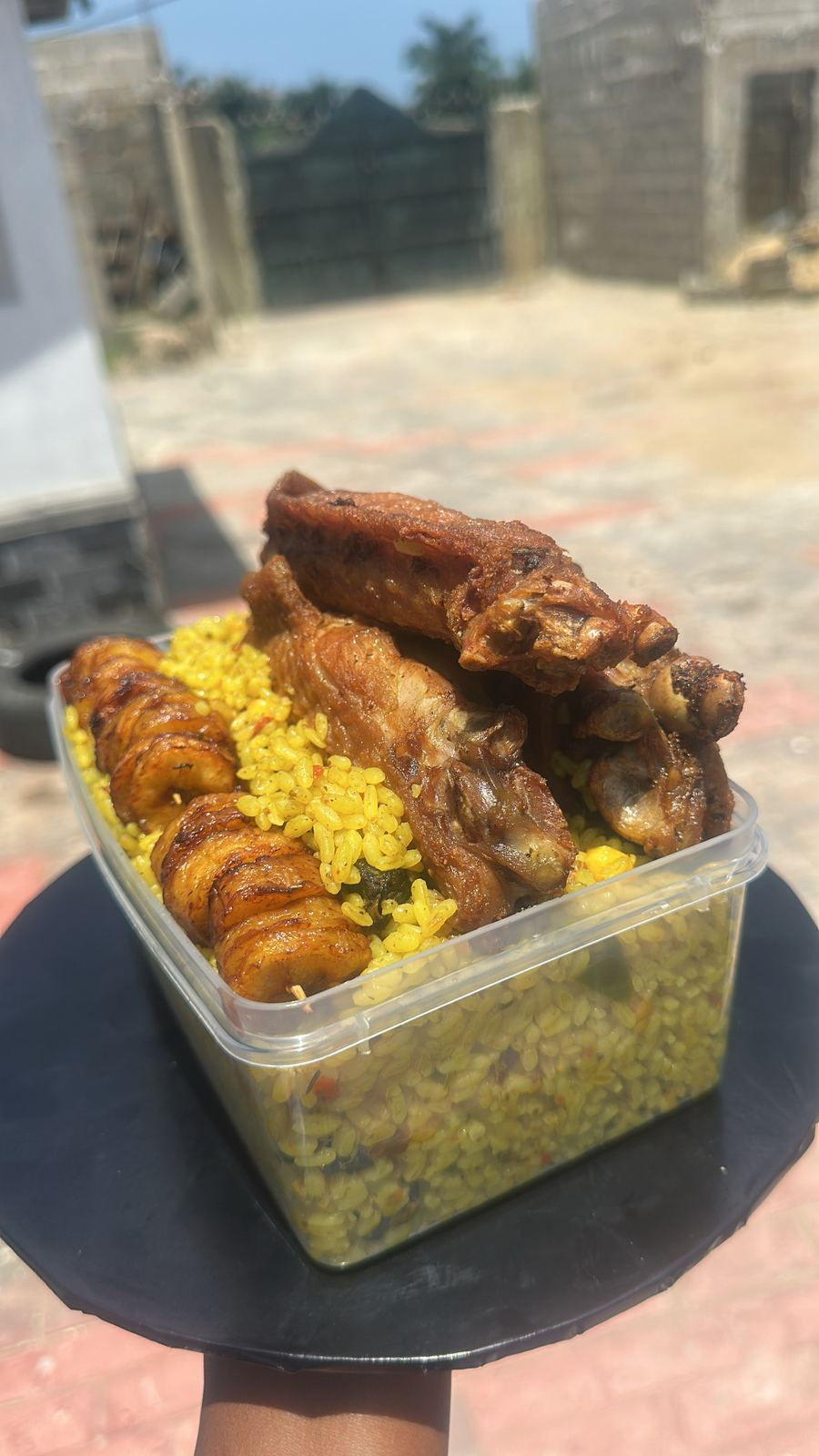 1.5Liter of Friedrice, plantain and 3pcs of Turkey