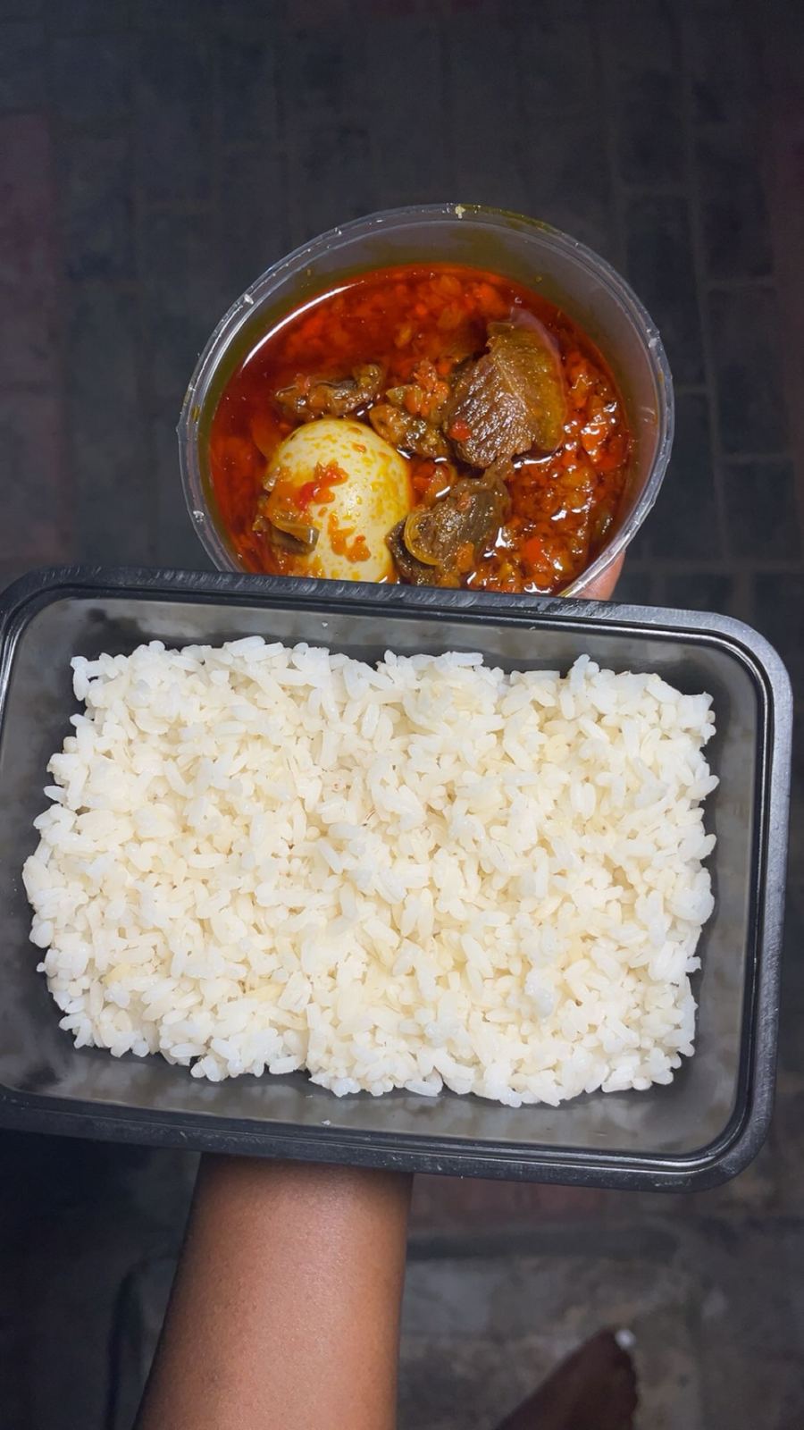 Whiterice with beef &Egg sauce