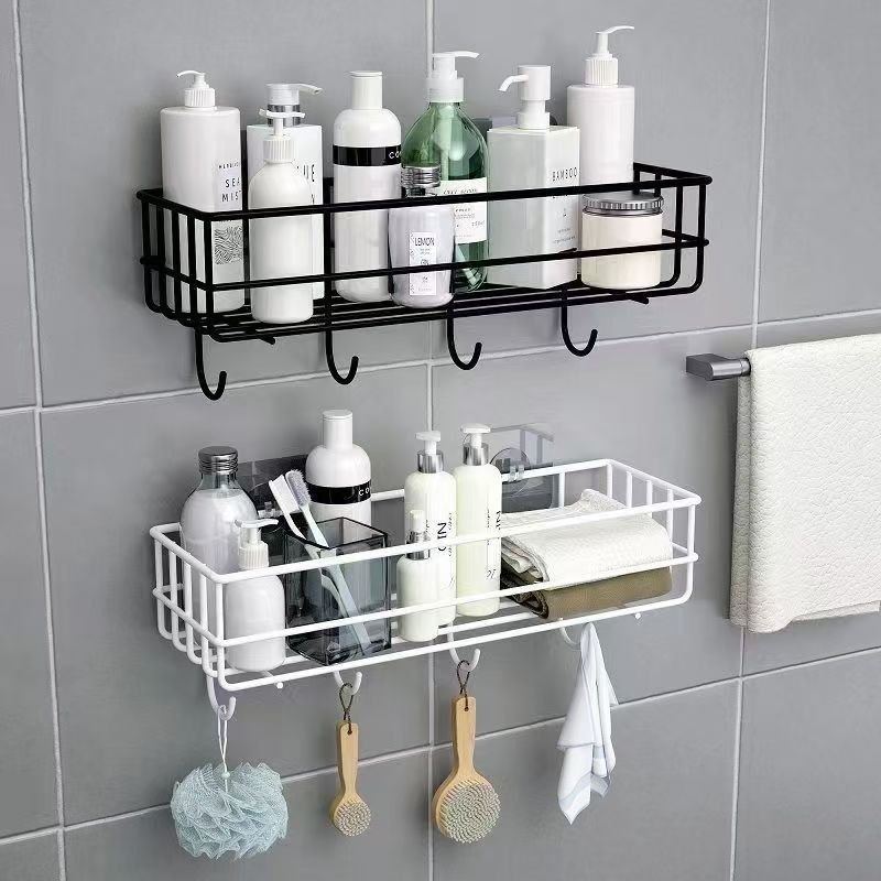 Bathroom rack with hooks