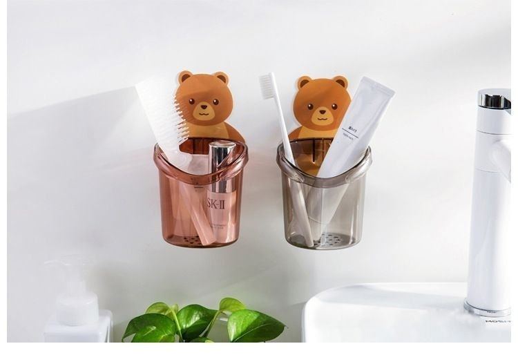 Teddy bear toothbrush holder