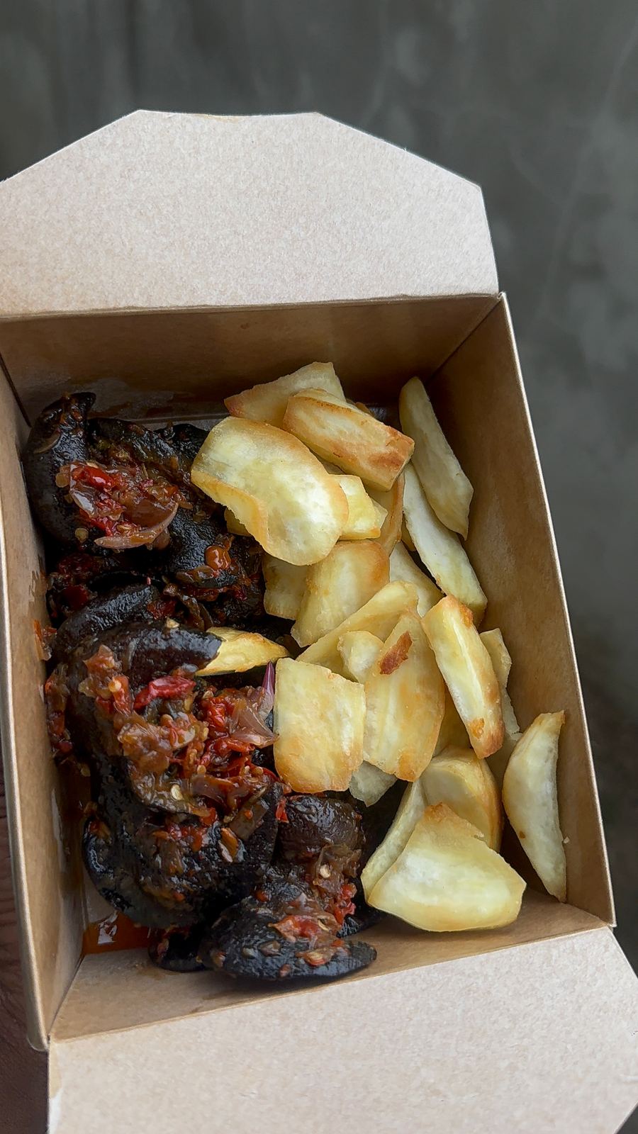Sweet potato fries & peppered snail