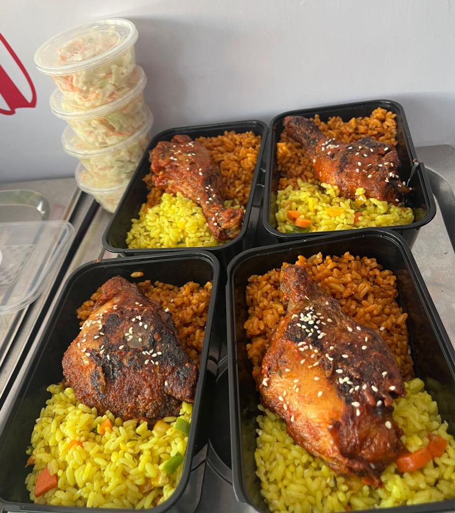 Fried rice,jollof rice,Cole slaw and chicken /turkey(big)
