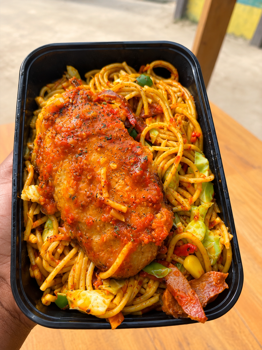 Stir fry spaghetti with turkey